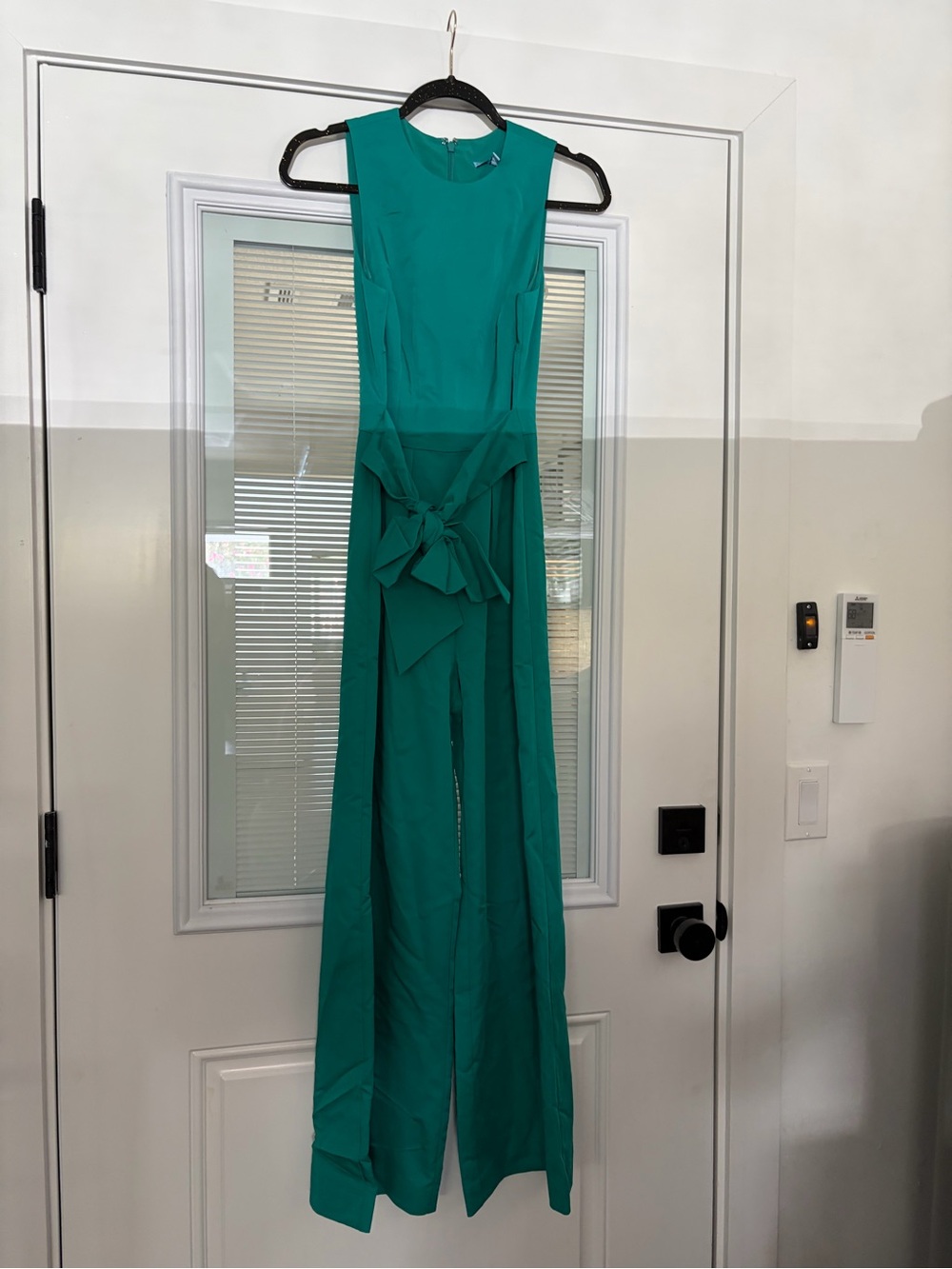 ANTONIO MELANI Teal Sleeveless Tie-Front Wide-Leg Jumpsuit